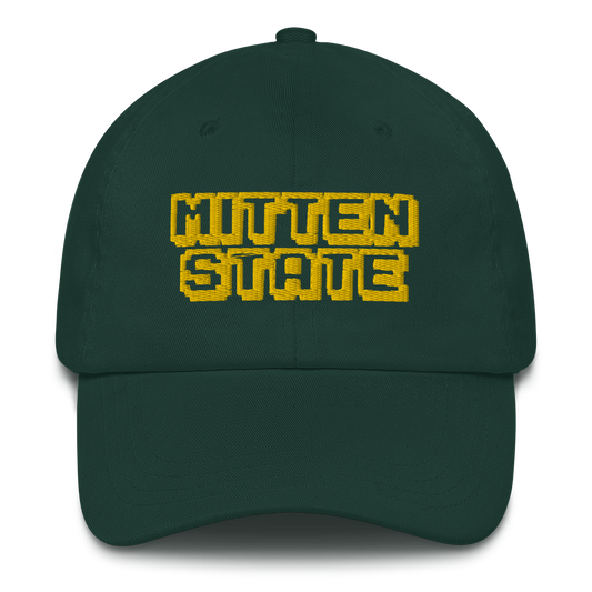 Michigan 'Mitten State' Dad Hat (Arcade Font) | Gold Embroidery