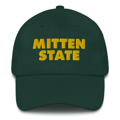 Michigan 'Mitten State' Dad Hat (Geometric Sans Font) | Gold Embroidery