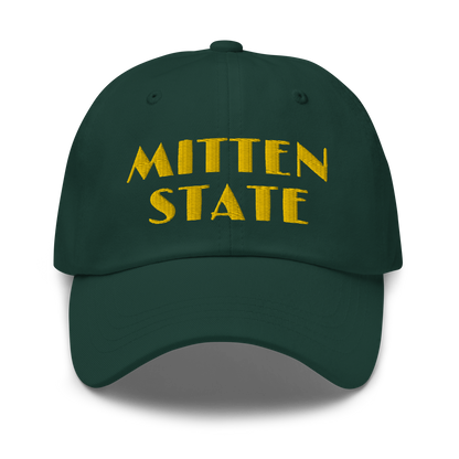 Michigan 'Mitten State' Dad Hat (Art Deco Font) | Gold Embroidery