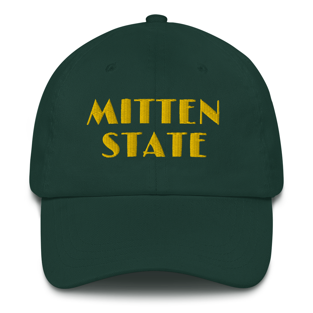 Michigan 'Mitten State' Dad Hat (Art Deco Font) | Gold Embroidery