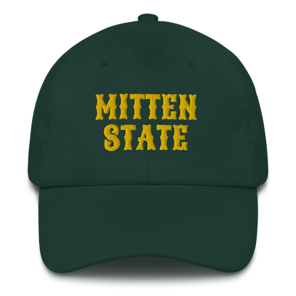 Michigan 'Mitten State' Dad Hat (Arcade Font) | Gold Embroidery