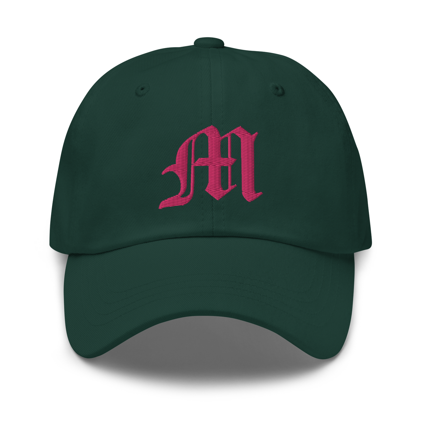 Old English 'M' Dad Hat (w/ 'Michigan' Back Design) | Pink Embroidery