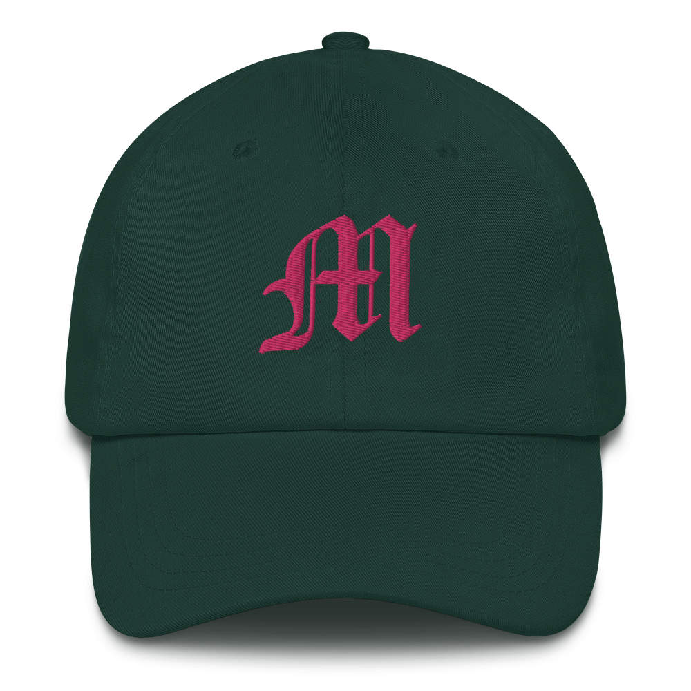 Old English 'M' Dad Hat (w/ 'Michigan' Back Design) | Pink Embroidery