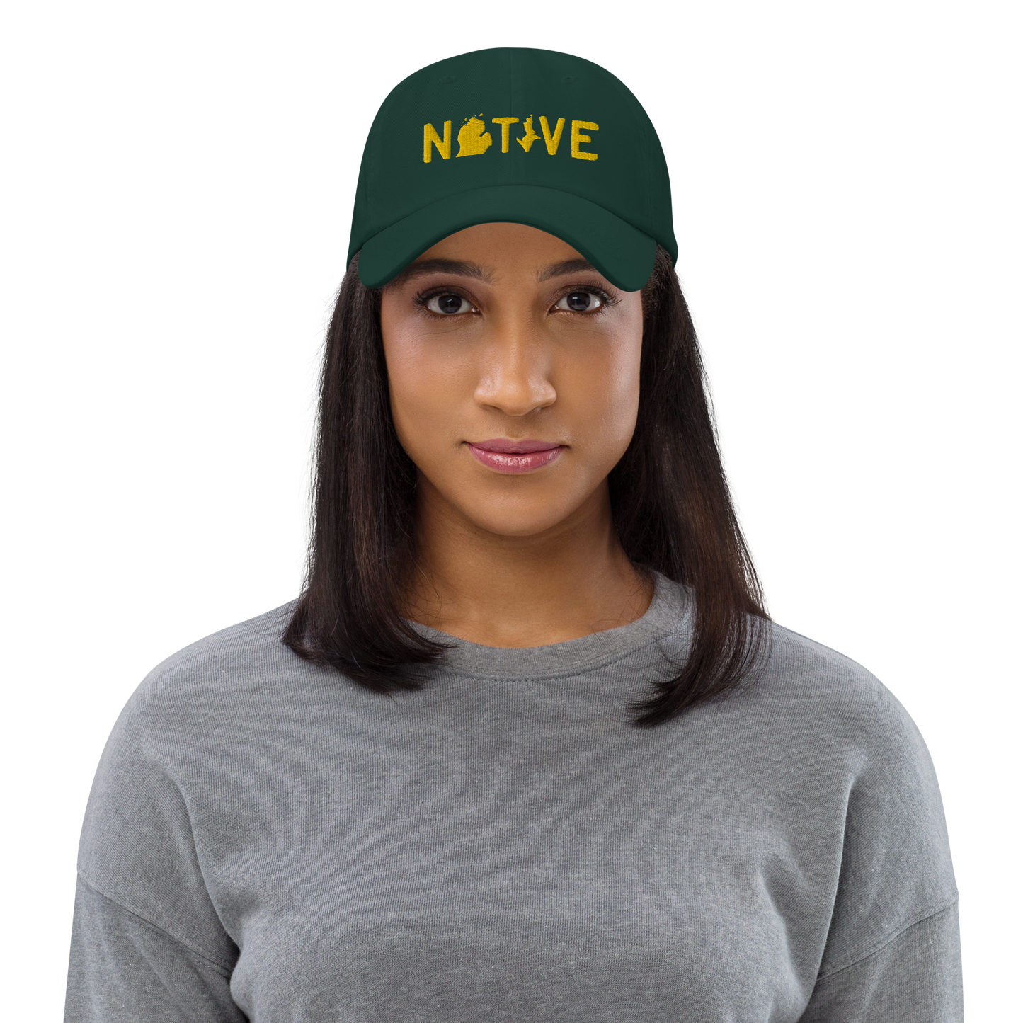 Michigan 'Native' Dad Hat (Licence Plate Font) | Gold Embroidery