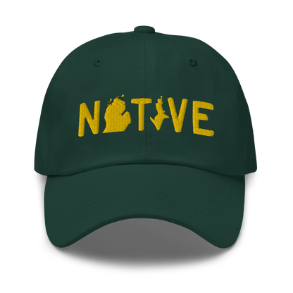 Michigan 'Native' Dad Hat (Licence Plate Font) | Gold Embroidery