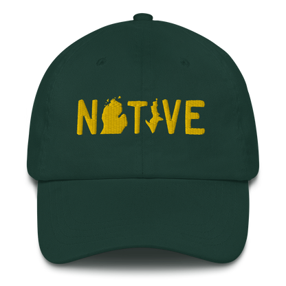 Michigan 'Native' Dad Hat (Licence Plate Font) | Gold Embroidery