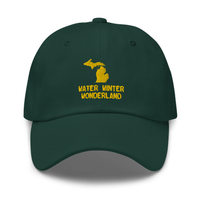 'Water Winter Wonderland' Dad Hat (w/ Michigan Outline) | Gold Embroidery