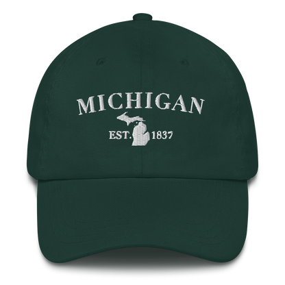 'Michigan EST 1837' Dad Hat (Didone Font)