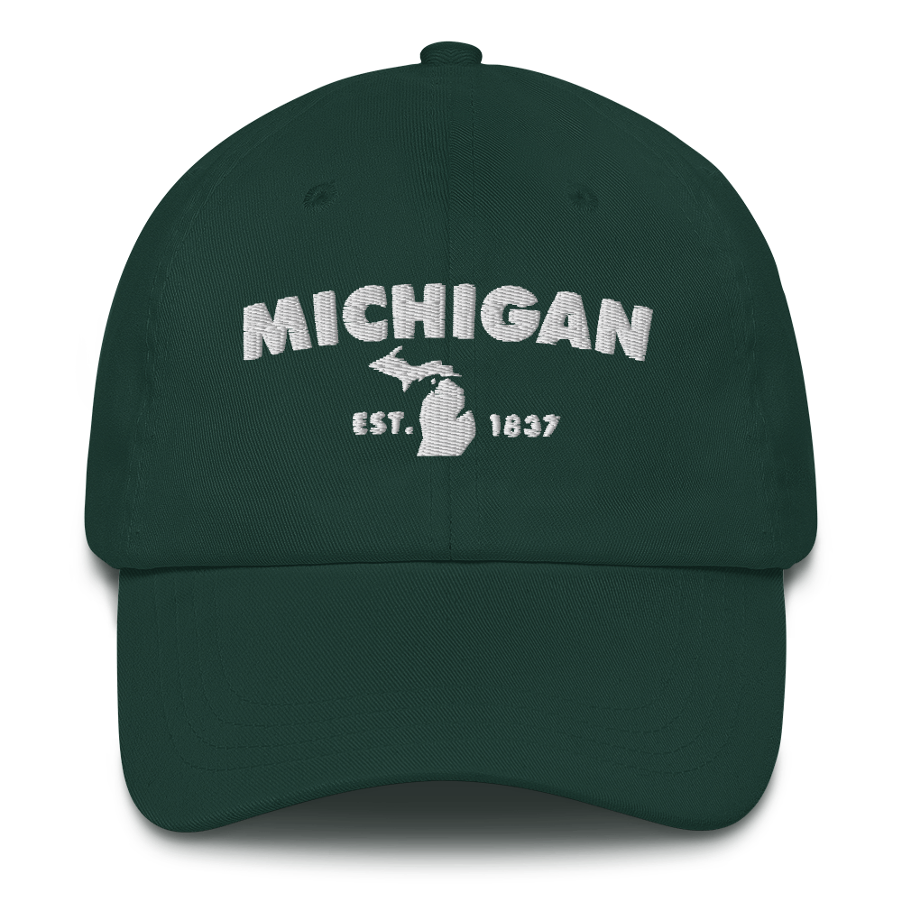 'Michigan EST 1837' Dad Hat (Geometric Sans Font)