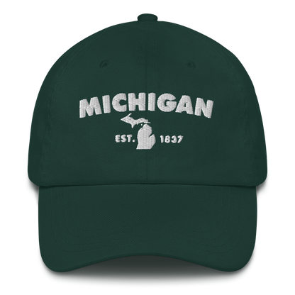 'Michigan EST 1837' Dad Hat (Geometric Sans Font)