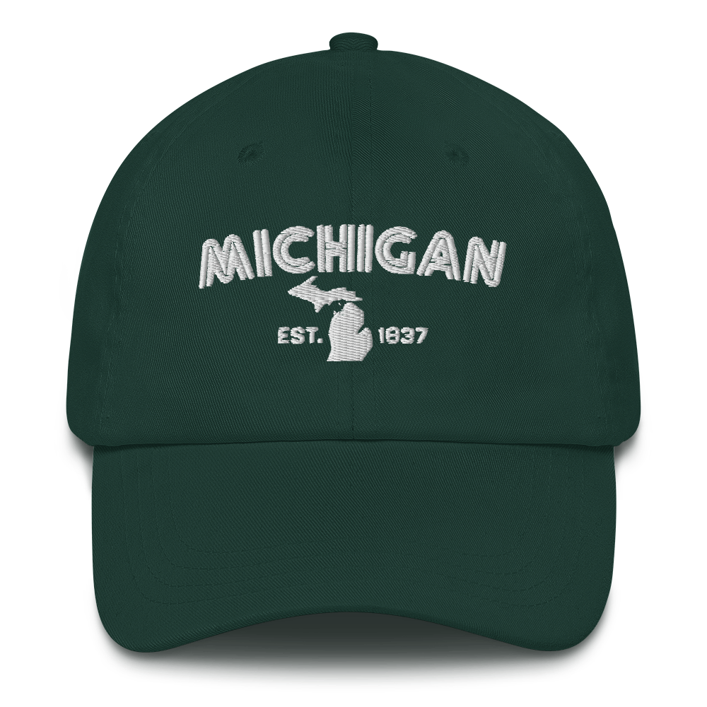 'Michigan EST 1837' Dad Hat (Metalpress Font)