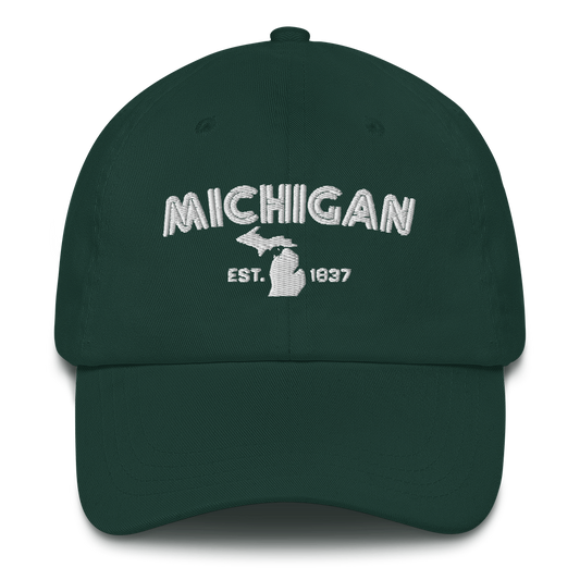 'Michigan EST 1837' Dad Hat (Metalpress Font)