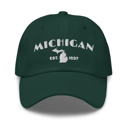 'Michigan EST 1837' Dad Hat (Theatrical Art Deco Font)