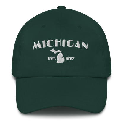 'Michigan EST 1837' Dad Hat (Theatrical Art Deco Font)