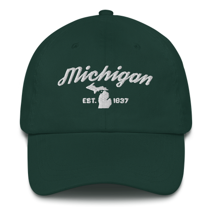 'Michigan EST 1837' Dad Hat (Script Font)