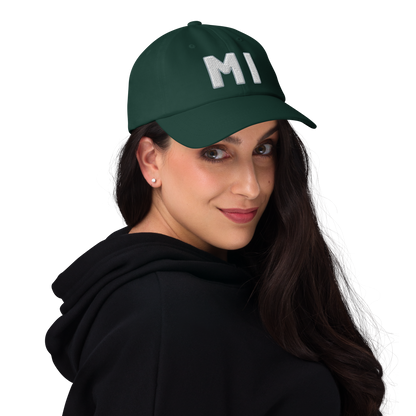 Michigan 'MI' Dad Hat (1940s Baseball Font)