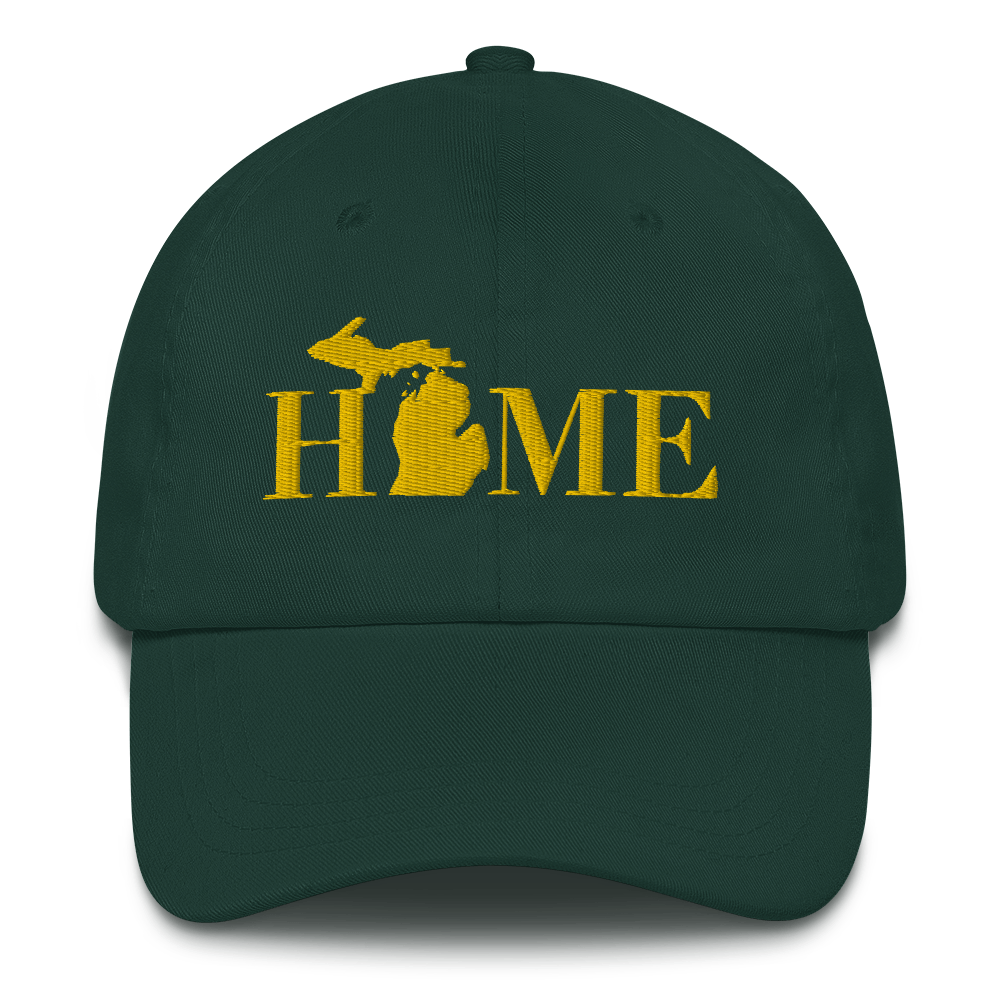 Michigan 'Home' Dad Hat (Geometric Sans Font) | Gold Embroidery