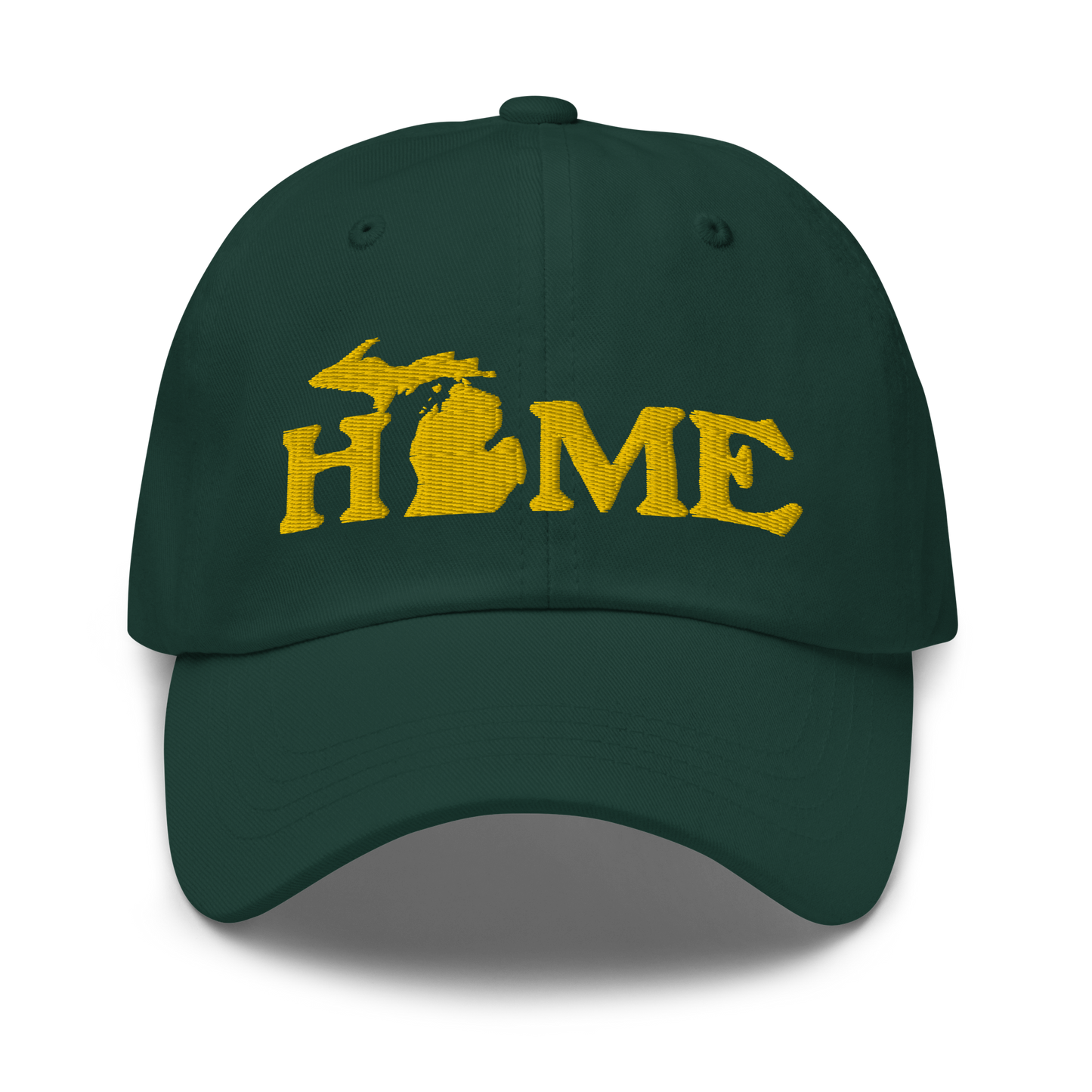 Michigan 'Home' Dad Hat (Woodcut Font) | Gold Embroidery