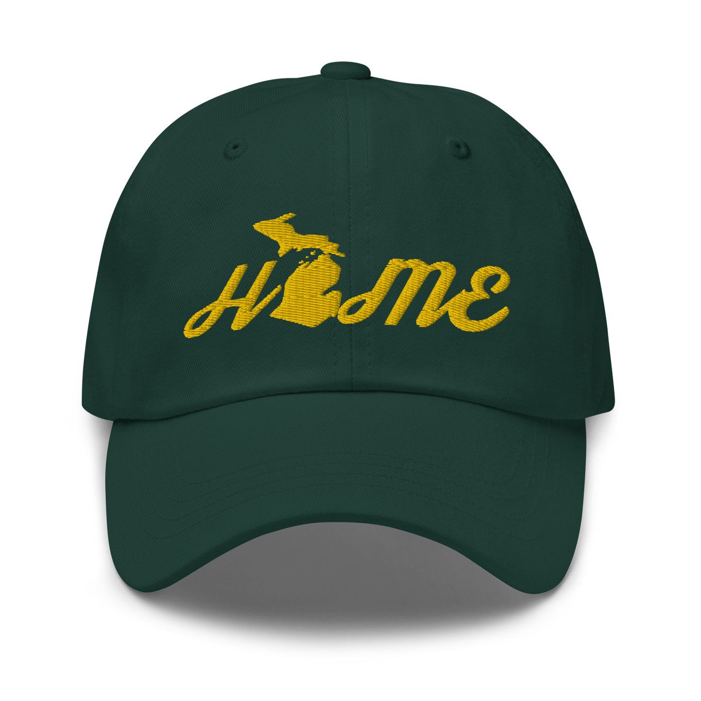 Michigan 'Home' Dad Hat (Script Font) | Gold Embroidery