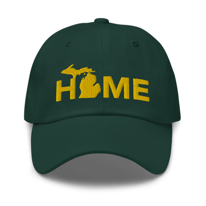 Michigan 'Home' Dad Hat (Geometric Sans Font) | Gold Embroidery