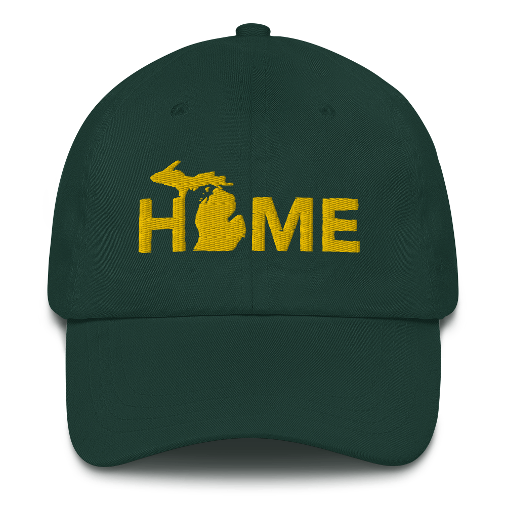 Michigan 'Home' Dad Hat (Geometric Sans Font) | Gold Embroidery