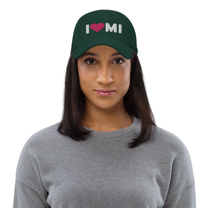 Michigan 'I ❤️ MI' Dad Hat (Rounded Swiss Font)