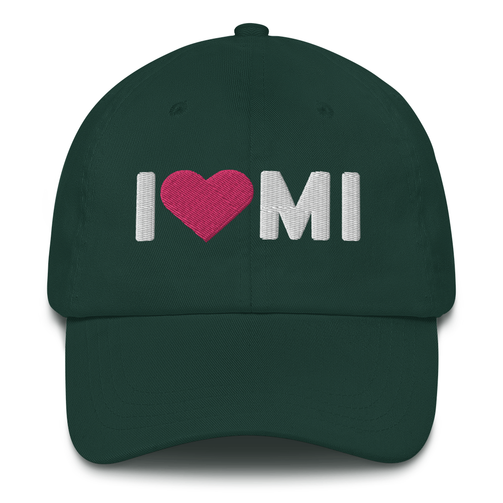 Michigan 'I ❤️ MI' Dad Hat (Rounded Swiss Font)