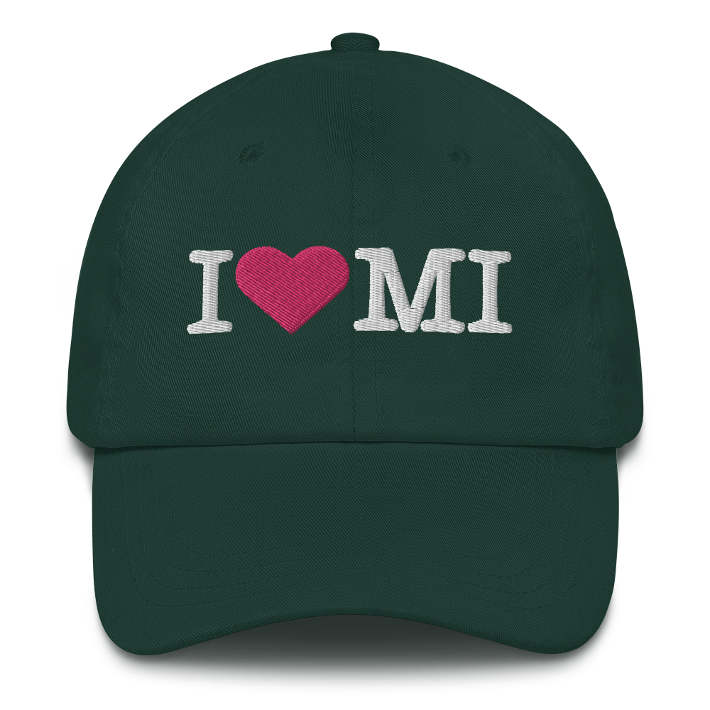 Michigan 'I ❤️ MI' Dad Hat (Typewriter Font)