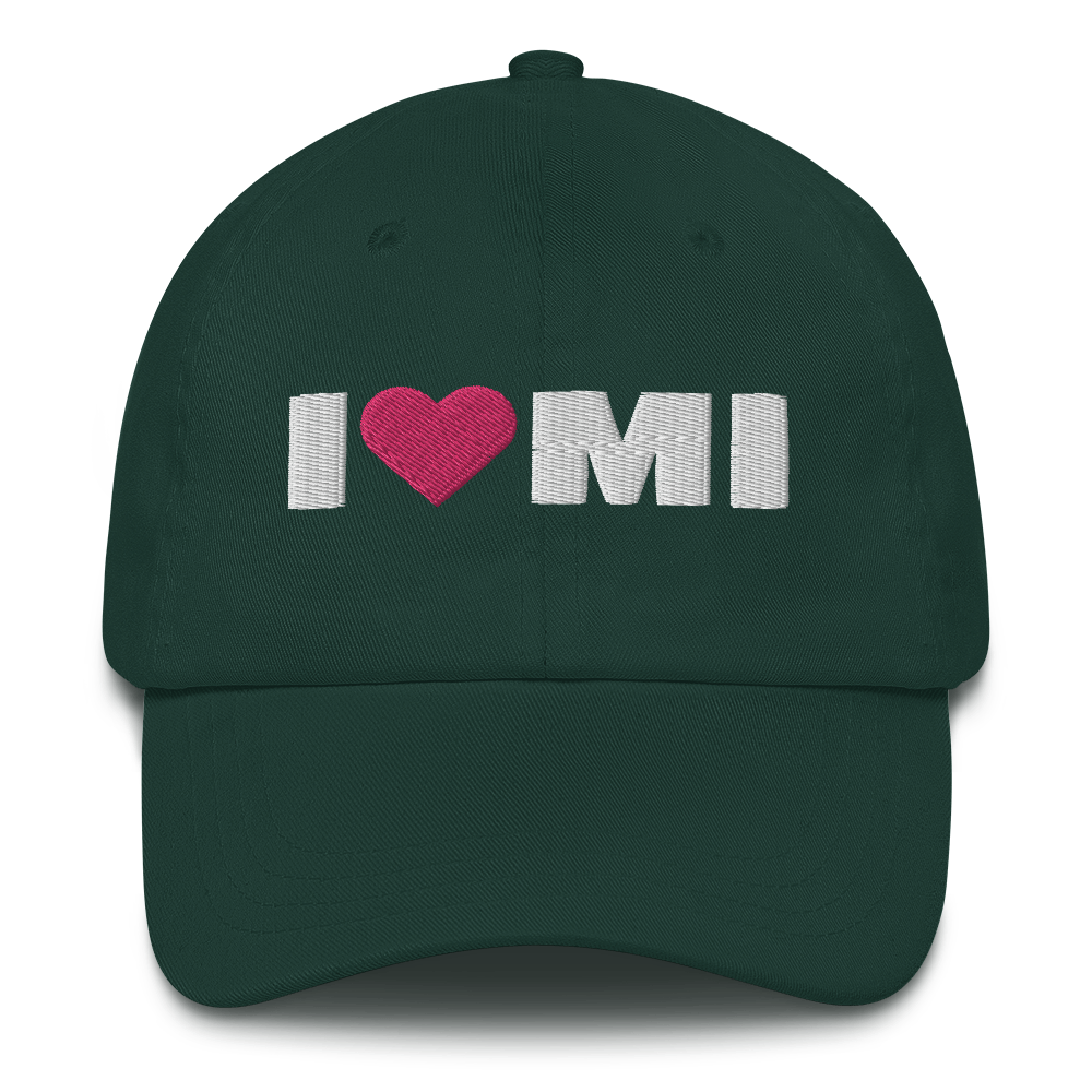 Michigan 'I ❤️ MI' Dad Hat (French Olive Font)