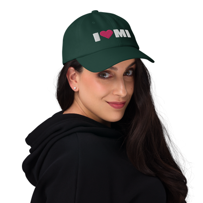 Michigan 'I ❤️ MI' Dad Hat (French Olive Font)