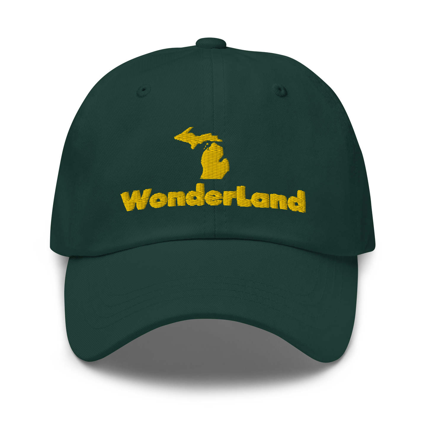 Michigan 'Wonderland' Dad Hat (Geometric Sans Font) | Gold Embroidery