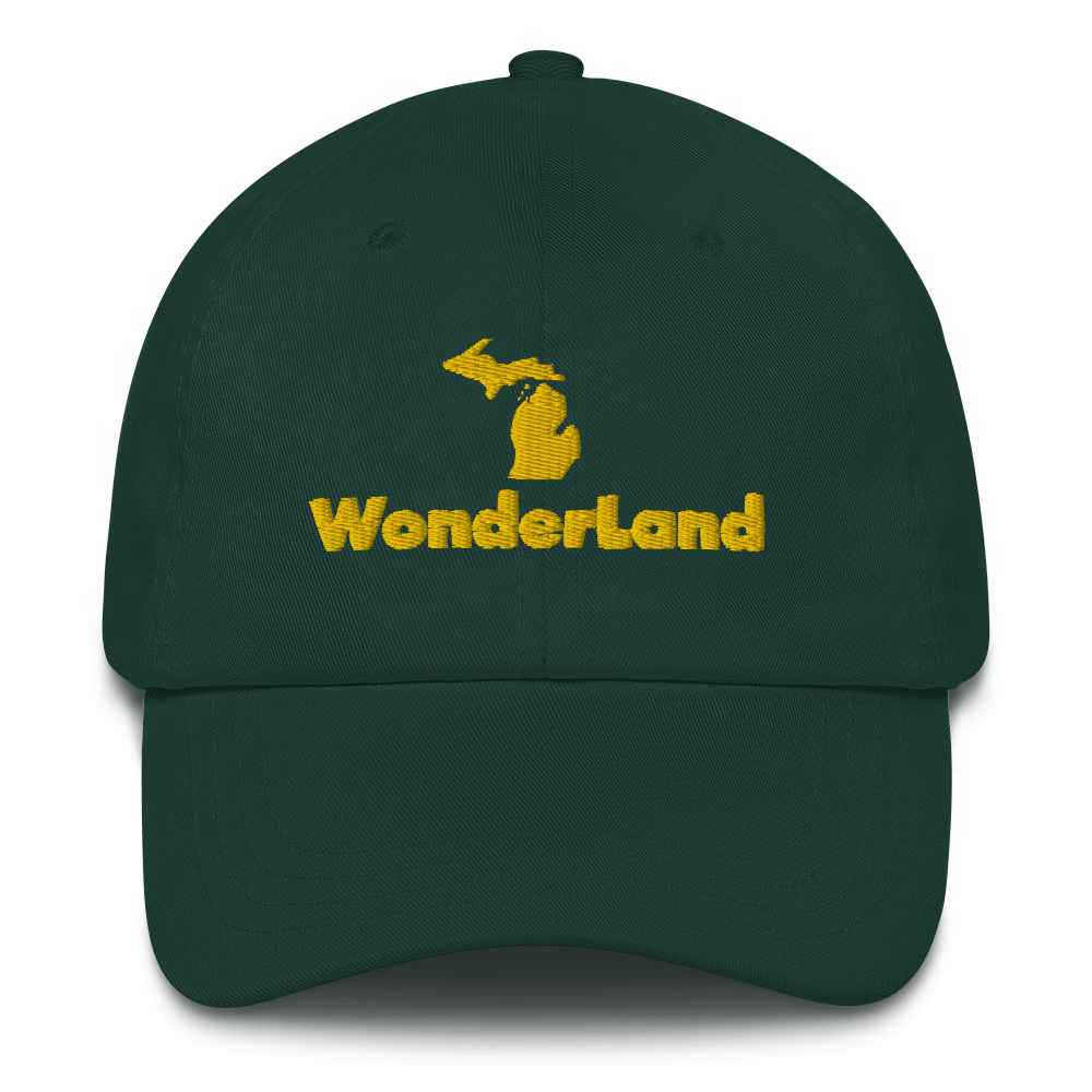 Michigan 'Wonderland' Dad Hat (Geometric Sans Font) | Gold Embroidery