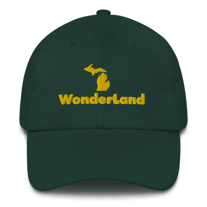 Michigan 'Wonderland' Dad Hat (Geometric Sans Font) | Gold Embroidery