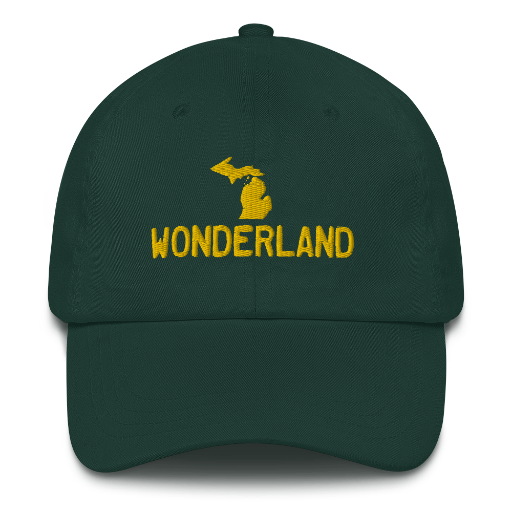 Michigan 'Wonderland' Dad Hat (Licence Plate Font) | Gold Embroidery