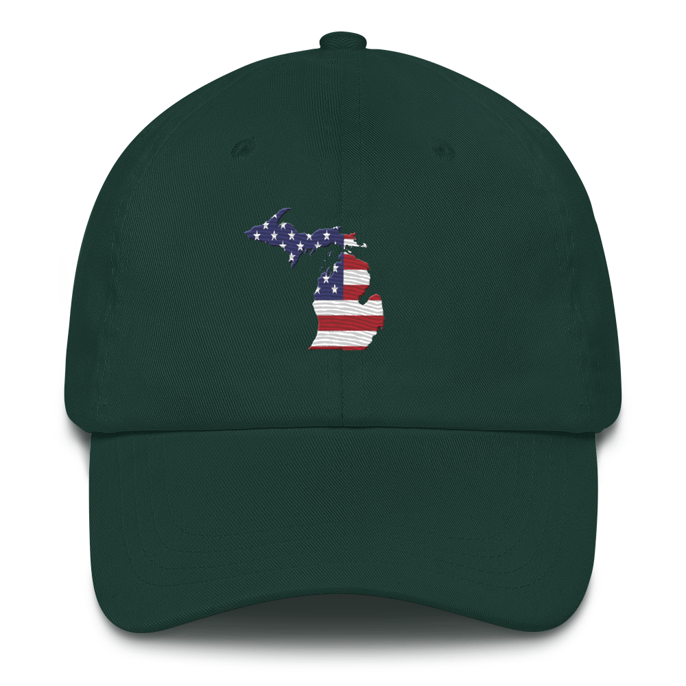 State of Michigan Dad Hat (w/ USA Flag Outline)