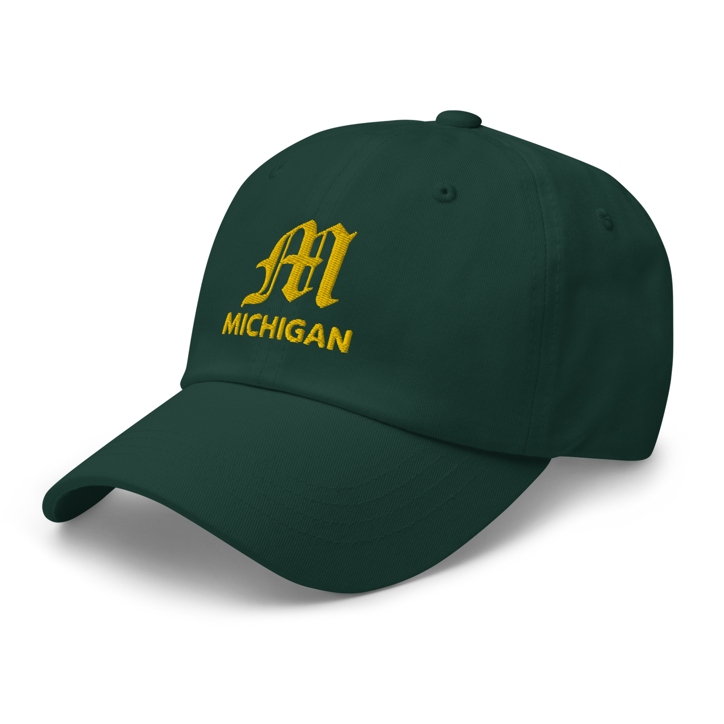 'Michigan' Dad Hat (w/ Old English M) | Gold Embroidery