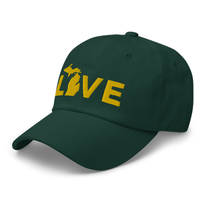 Michigan 'Love' Dad Hat (Geometric Sans Font) | Gold Embroidery