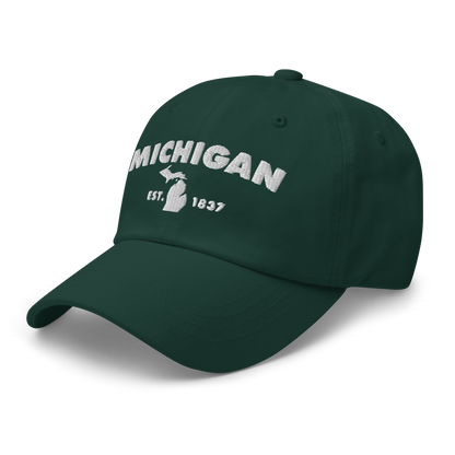 'Michigan EST 1837' Dad Hat (Geometric Sans Font)