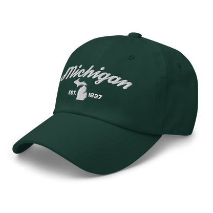 'Michigan EST 1837' Dad Hat (Script Font)