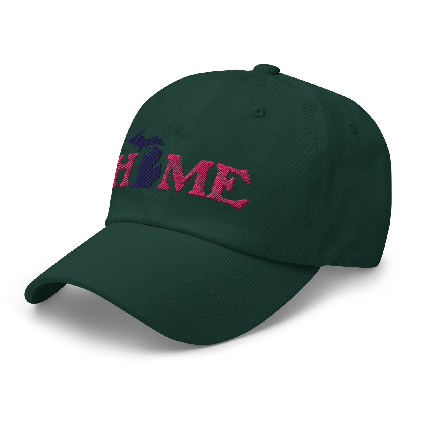 Michigan 'Home' Dad Hat (Woodcut Font) | Pink Embroidery