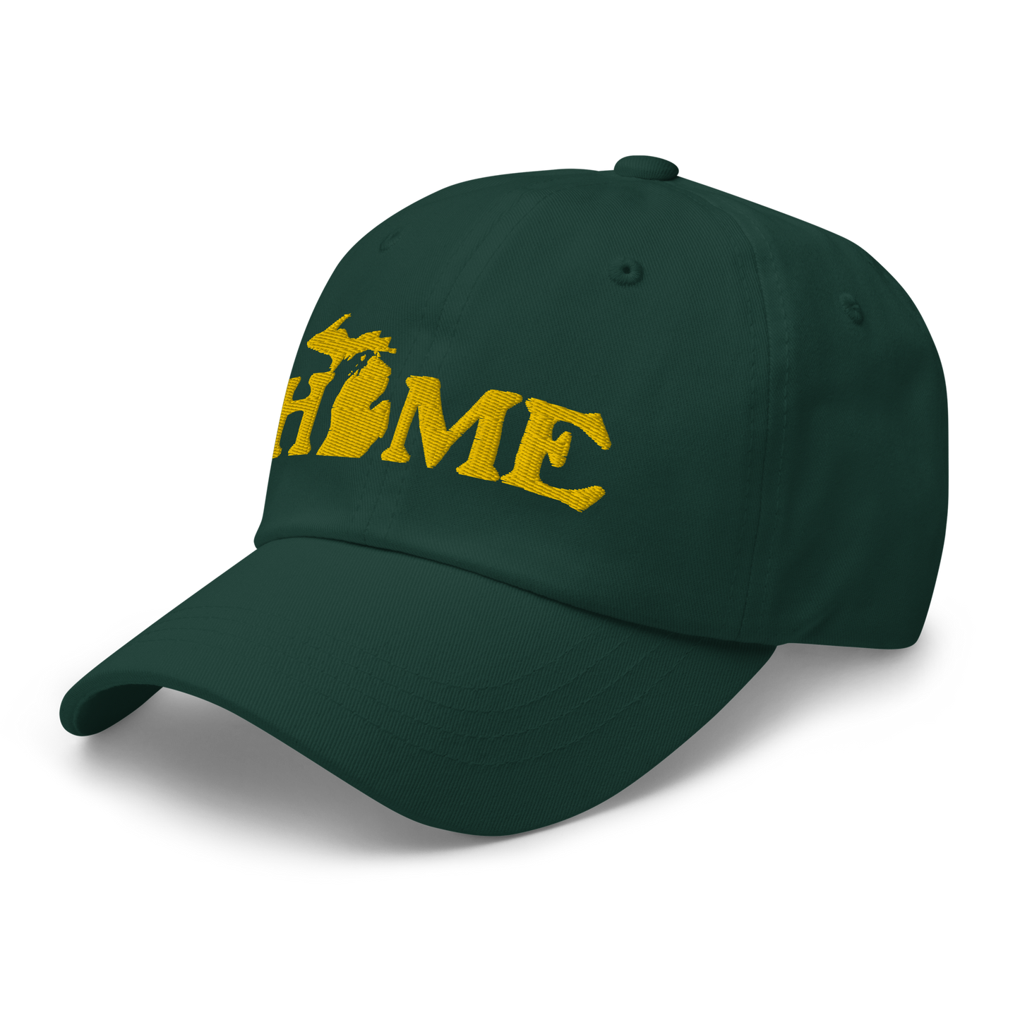 Michigan 'Home' Dad Hat (Woodcut Font) | Gold Embroidery