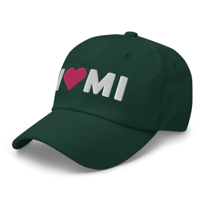 Michigan 'I ❤️ MI' Dad Hat (Rounded Swiss Font)