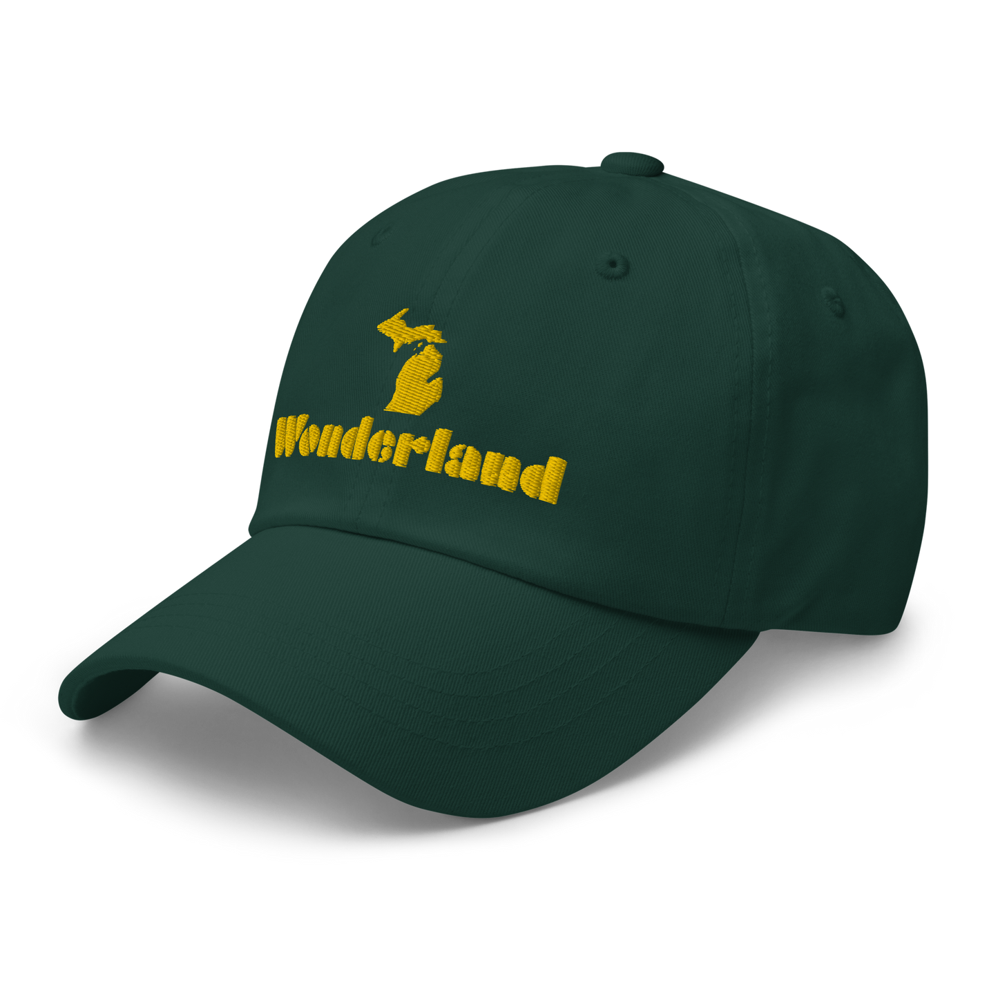 Michigan 'Wonderland' Dad Hat (Art Deco Font) [ Gold Embroidery