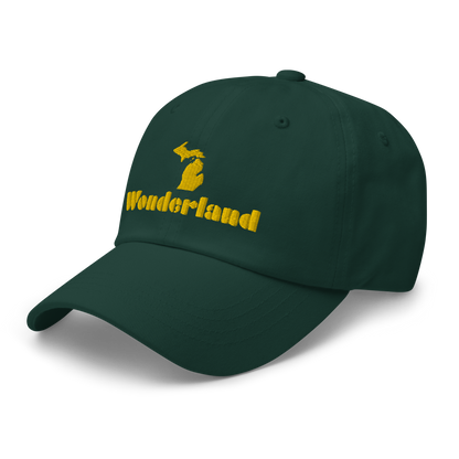 Michigan 'Wonderland' Dad Hat (Art Deco Font) [ Gold Embroidery