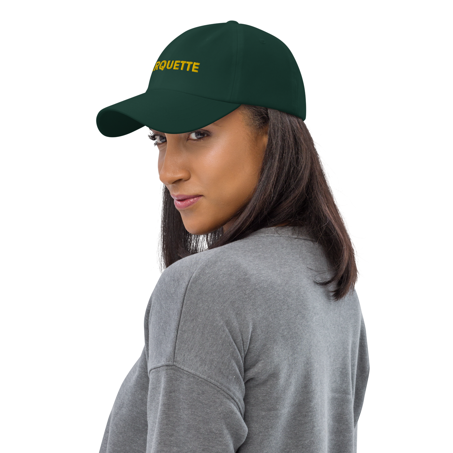 'Marquette' Dad Hat | Gold/Green Embroidery