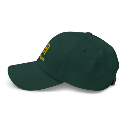 'Michigan' Dad Hat (w/ Old English M) | Gold Embroidery