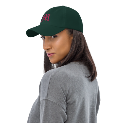 Old English 'M' Dad Hat (w/ 'Michigan' Back Design) | Pink Embroidery