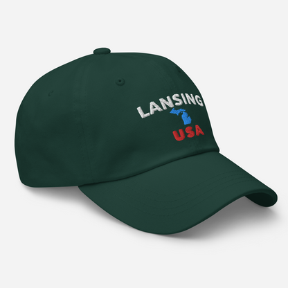 'Lansing USA' Dad Hat (w/ Michigan Outline)