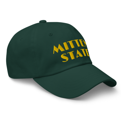 Michigan 'Mitten State' Dad Hat (Art Deco Font) | Gold Embroidery