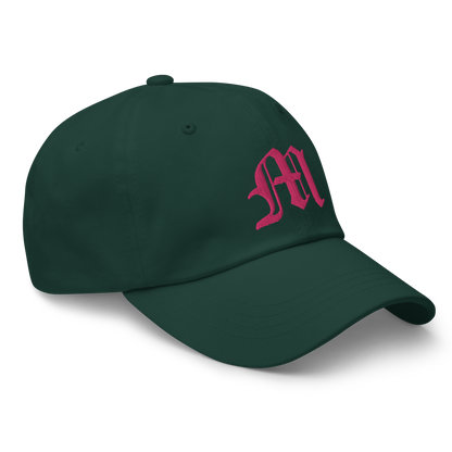 Old English 'M' Dad Hat (w/ 'Michigan' Back Design) | Pink Embroidery